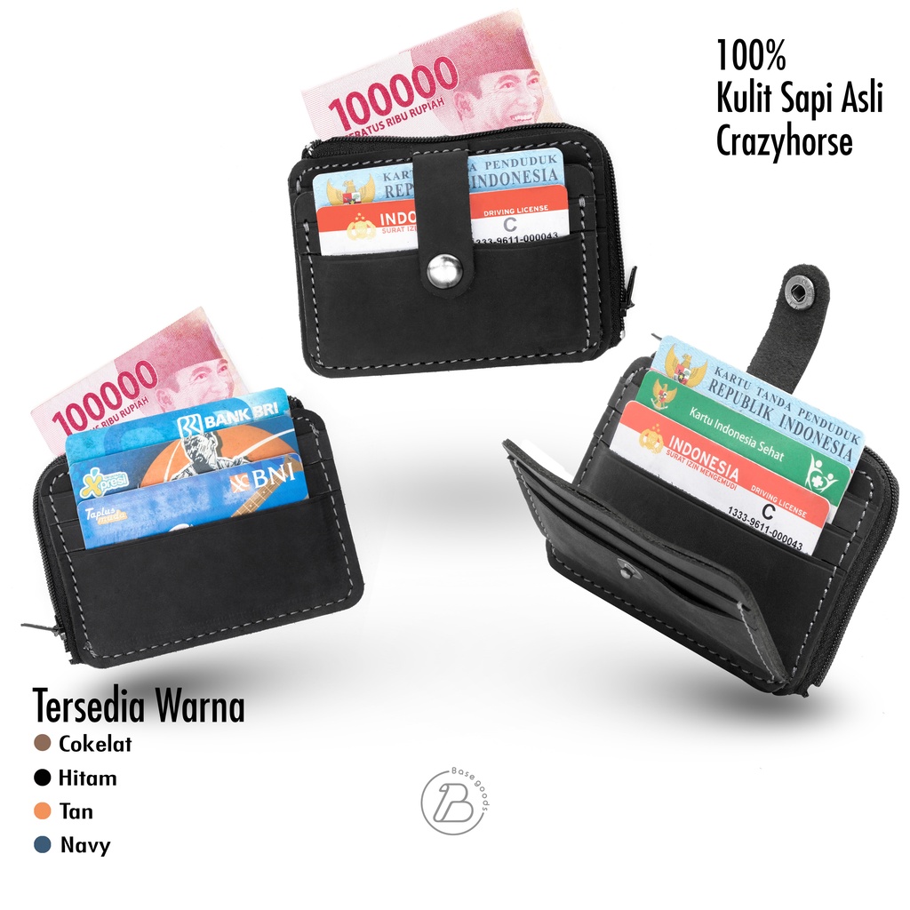 Dompet Kartu ATM Card Holder Kulit Sapi Crazyhorse Asli Pria Wanita