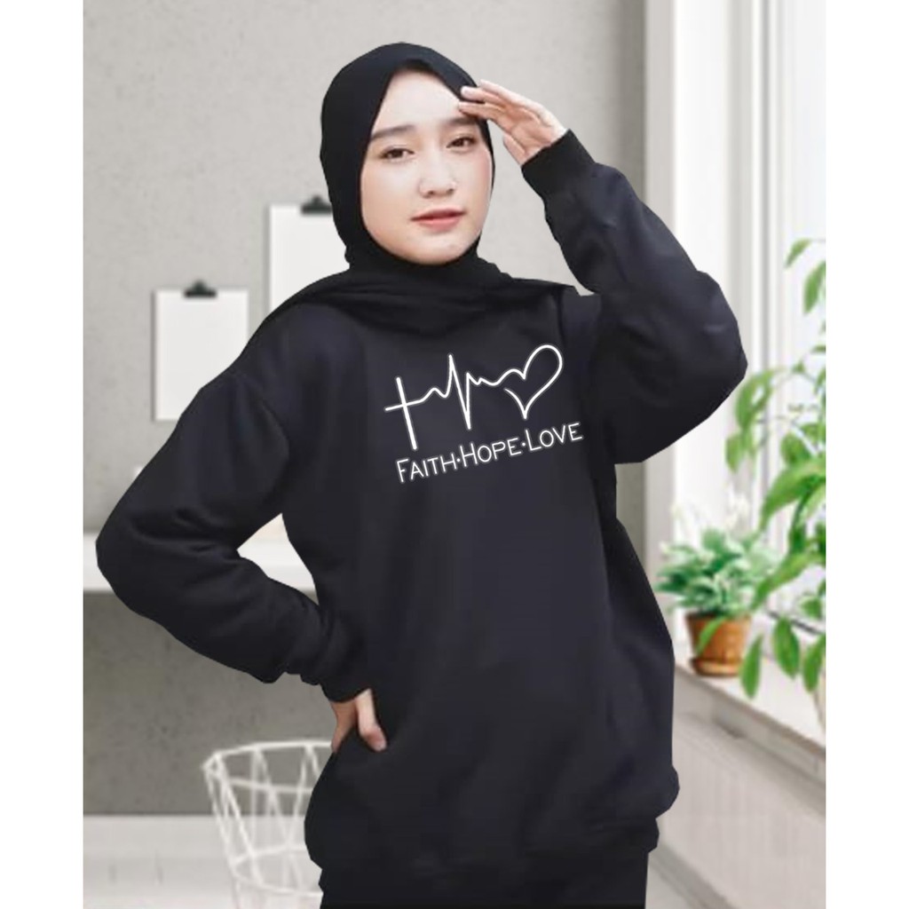 Kaos Lengan Panjang faith.hope.love / Kaos Sweatshirt / Atasan Wanita / Atasan Wanita Lengan Panjang