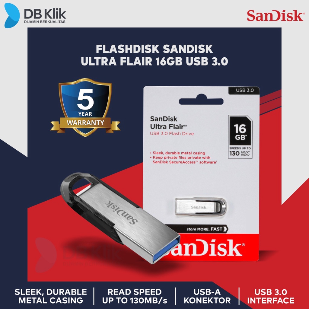 Sandisk Flashdisk Ultra Flair 16Gb Cz73 Usb 3.0 - Usb 16Gb