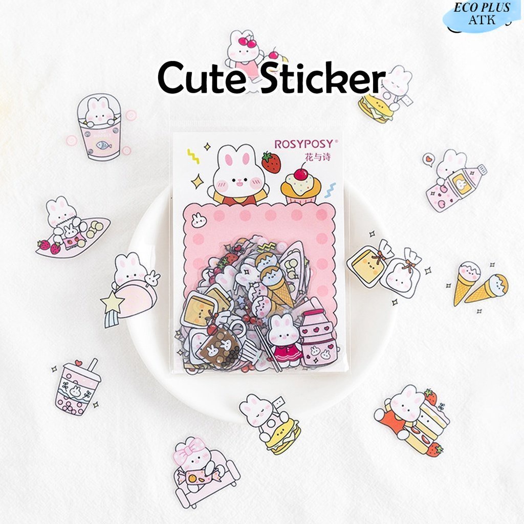 40Pcs Sticker Cute Motif Girls Rabbit Lucu DIY Thumbler Dekorasi Botol Minum