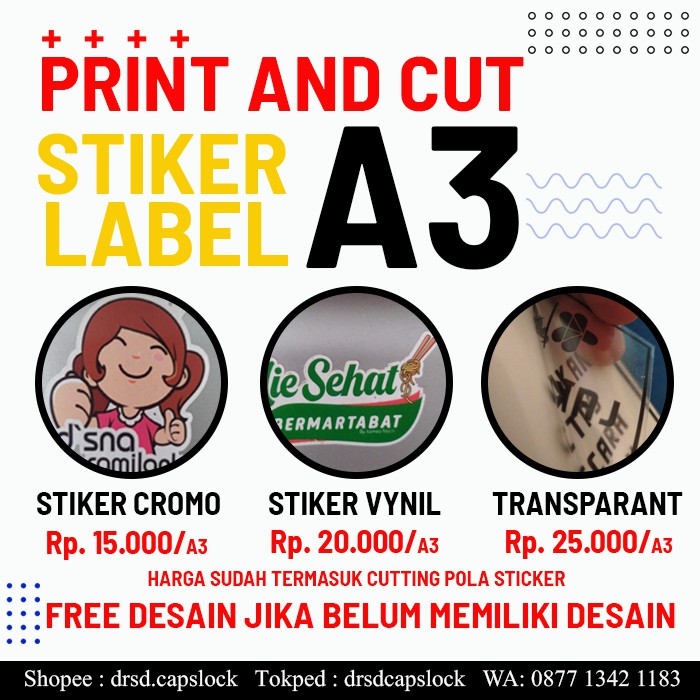 

STIKER PRINT CUT LABEL KEMASAN MAKANAN / MINUMAN / KOMUNITAS A3+