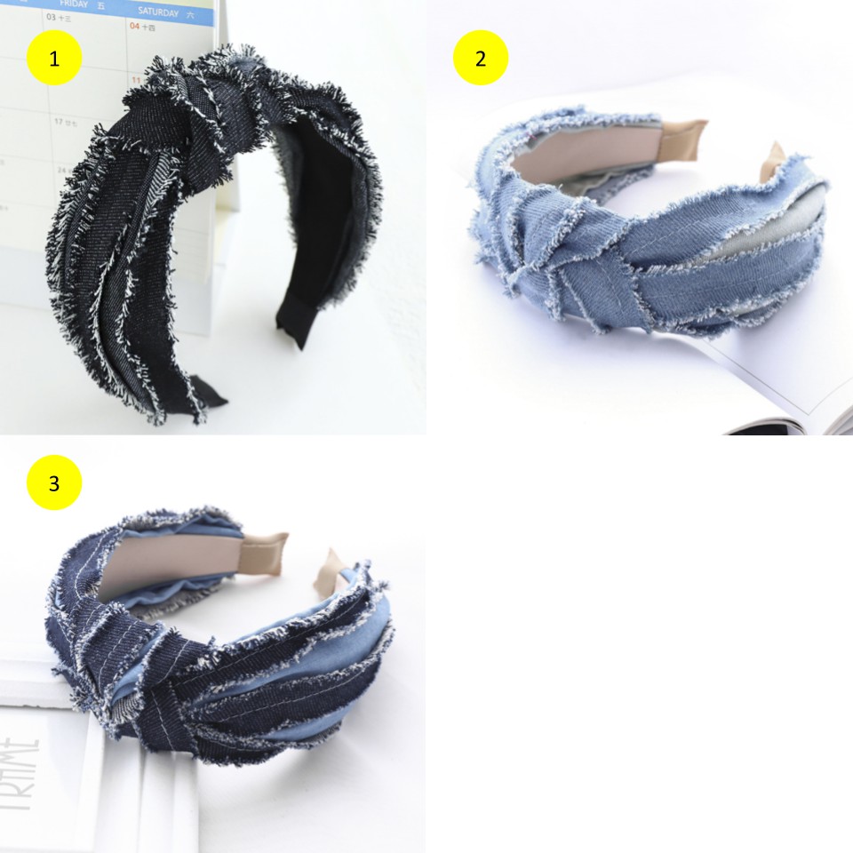 Bando Korea / Bando Wanita / Bandana Wanita / Bando Bandana Denim Broc