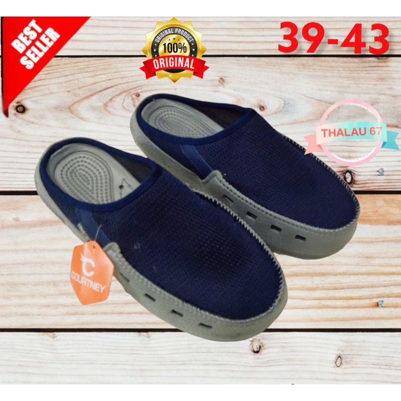 SEPATU SELOP COURTNEY BRENDY,SELOP SANTAI,SELOP SLIP ON PRIA BAHAN RAJUT 39-43