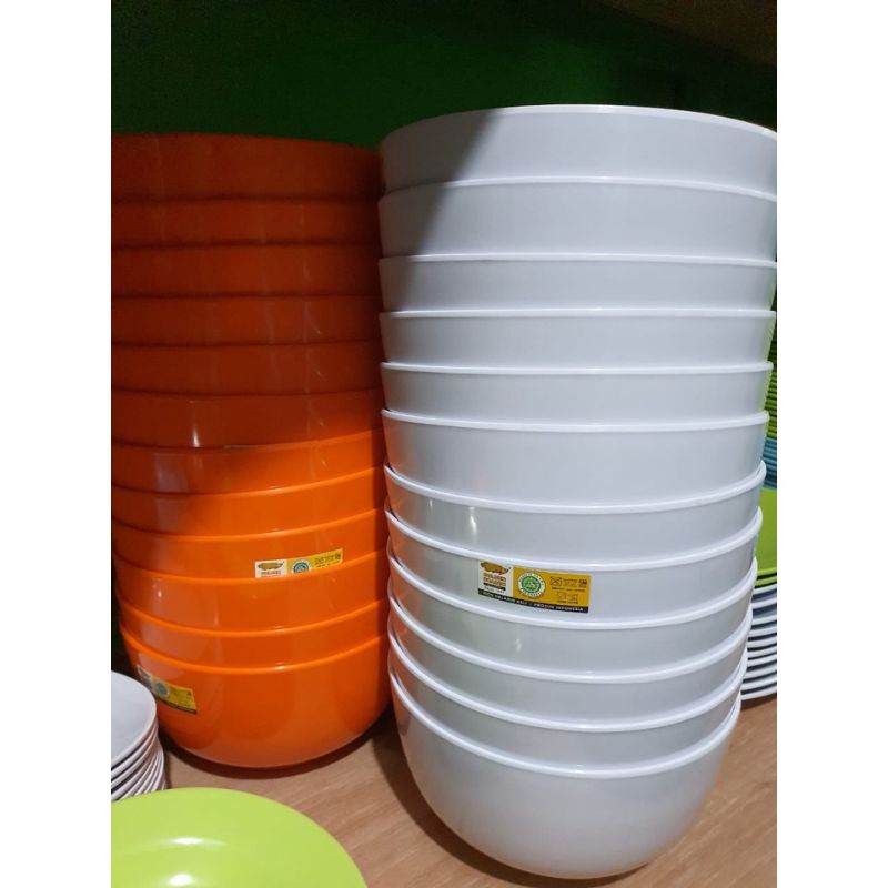 Grosir dan Ecer W0807 Jumbo Mangkok Kaki 7 Inch Melamin Golden Dragon murah sudah free Buble dan dus