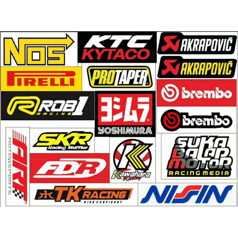 

Sticker pack sponsor stiker vinyl racing ukuran a4 terlengkap + laminasi