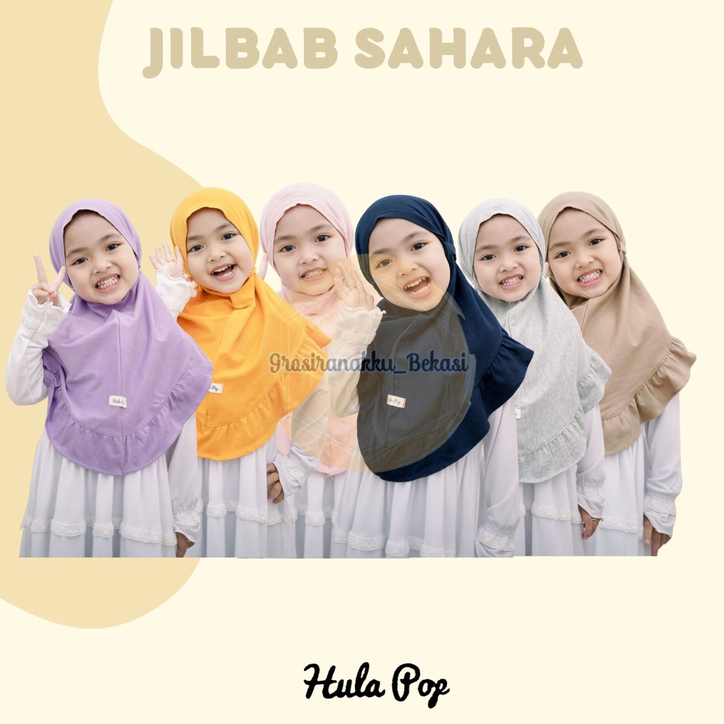 Jilbab Anak Sahara Hullapop Mix Warna Size 1-5tahun