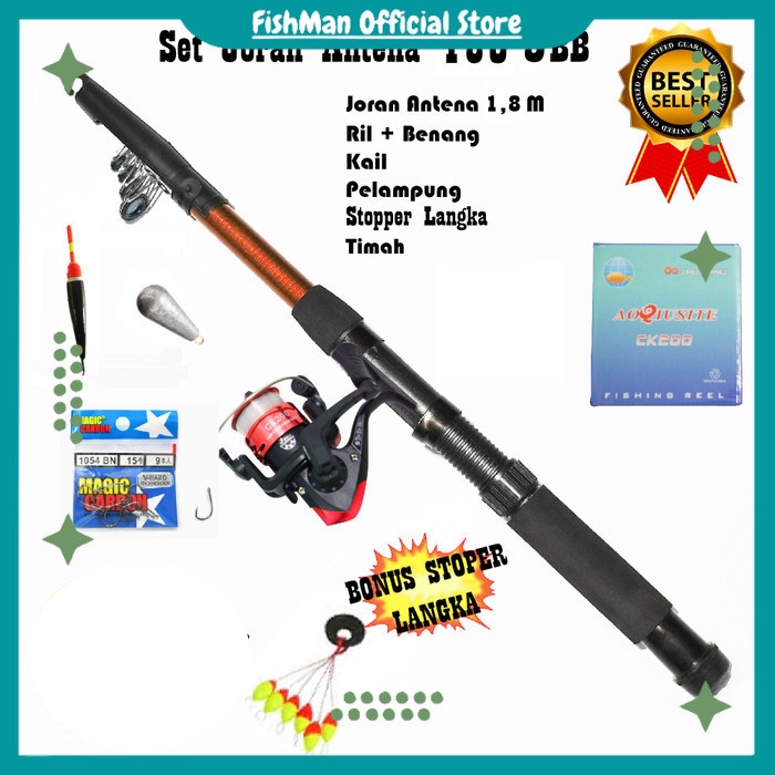 Joran Pancing Pancingan Set Lengkap Alat Joran Pancing Laut Lengkap Antena 180 Kuat 5 Kg