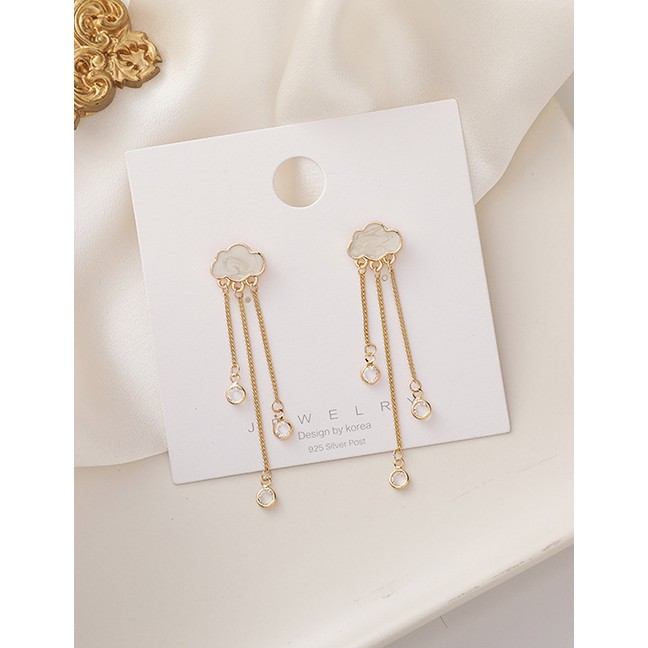 Fashion Gold Color Cloud Tassel Long Alloy Earrings P09500