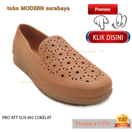 Sepatu wanita casual slip on karet PRO ATT SLN 495 COKELAT