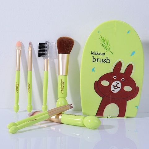 Makeup Brush Set with Yellow hard Case Kuas Makeup Set Kuas Makeup isi 7 PCS Brush