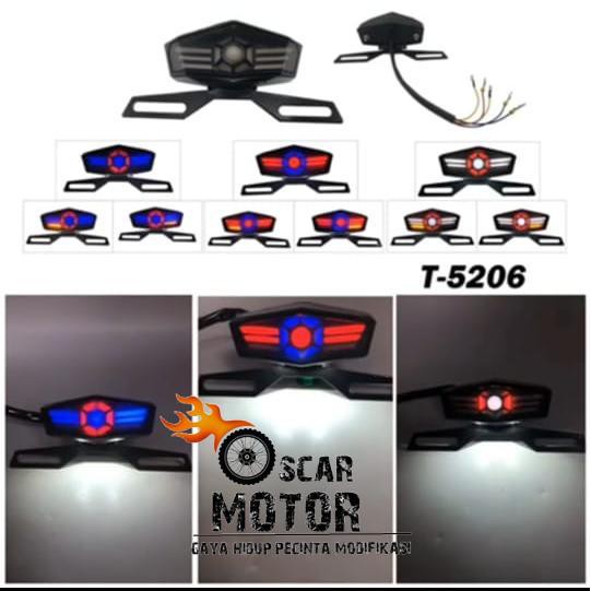 Lampu Stop 3 in 1 5206 plus dudukan plat nomor Stop Lamp sen Universal Stoplamp rx king Fu Ninja motor