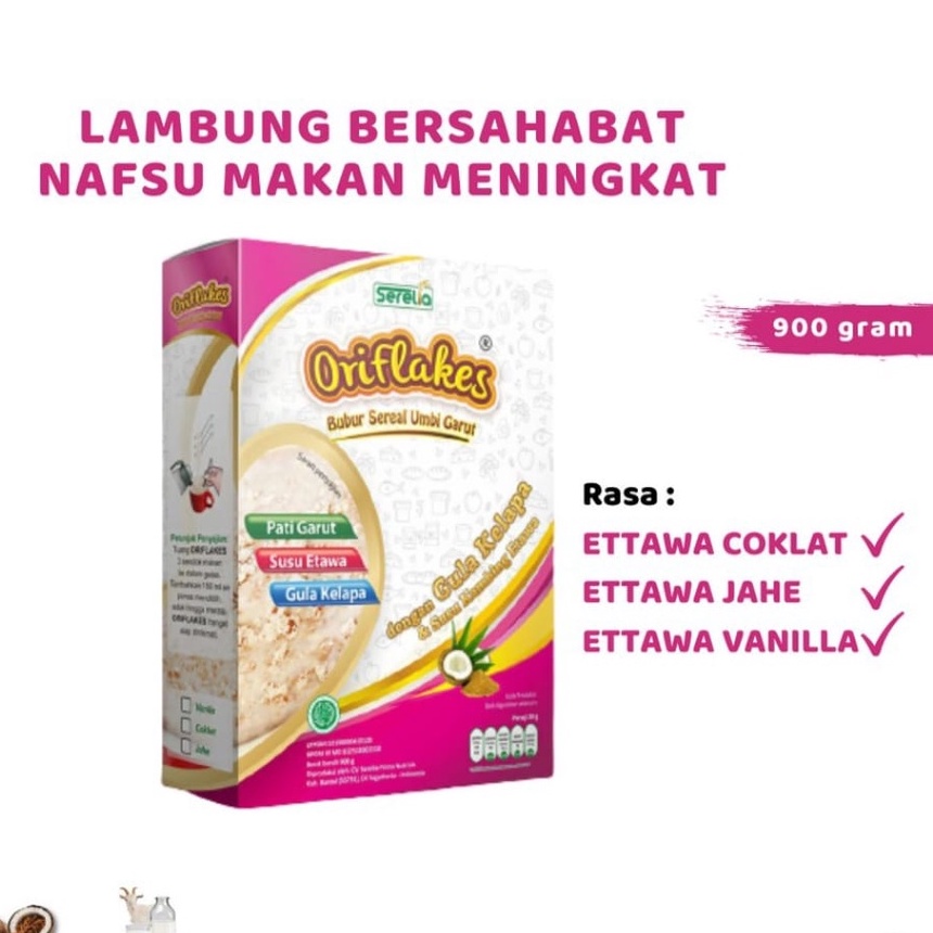 

ORIFLAKES Sereal Umbi Garut Asam Lambung Gastro susu ettawa 900 Gram