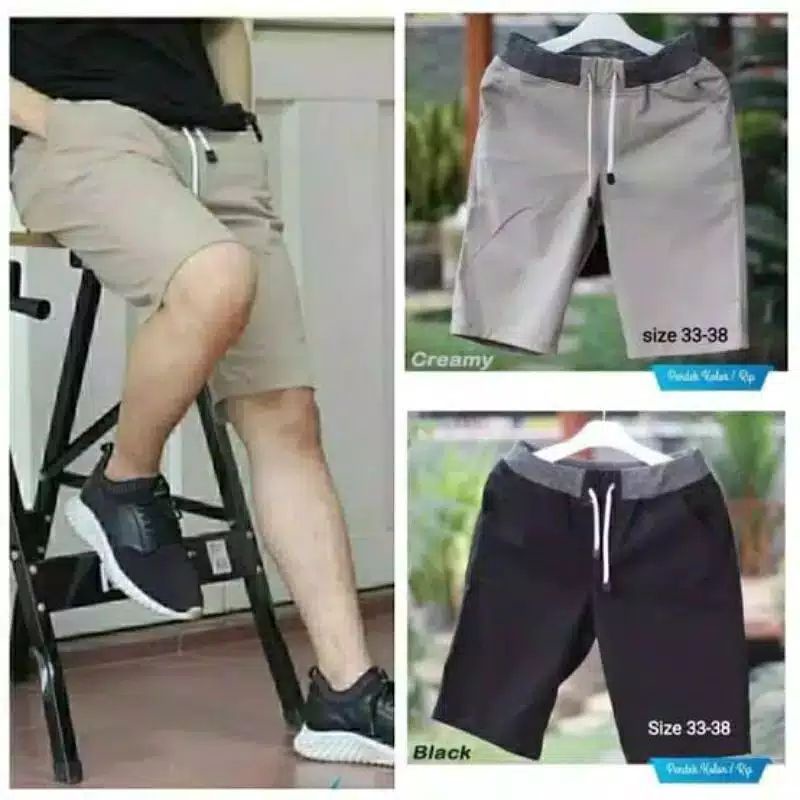 celana pendek boardshort bahan melar katun kombet twill