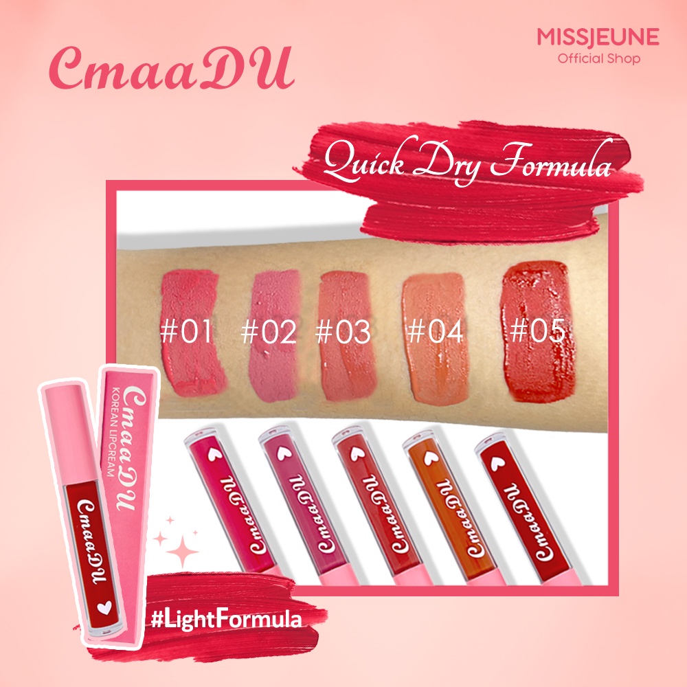 BPOM CMAADU KOREAN LIPCREAM Lip Cream Lembut Korea Anti Bibir Kering Waterproof Transferproof Long Lasting