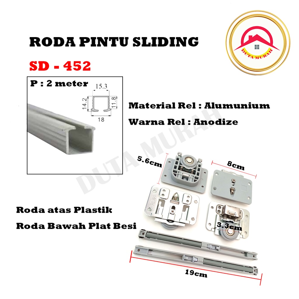 Roda Rel Pintu Lemari Sliding Geser Slow Motion SD 452 - 2P/2M HUBEN