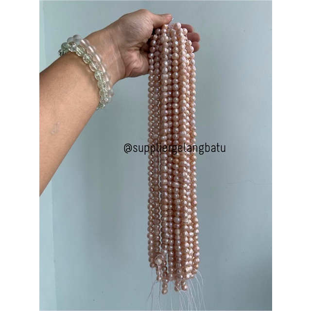 Bahan Mutiara Air Tawar Barok / Baroque LAVENDER 8 x 14mm Bulat pearl