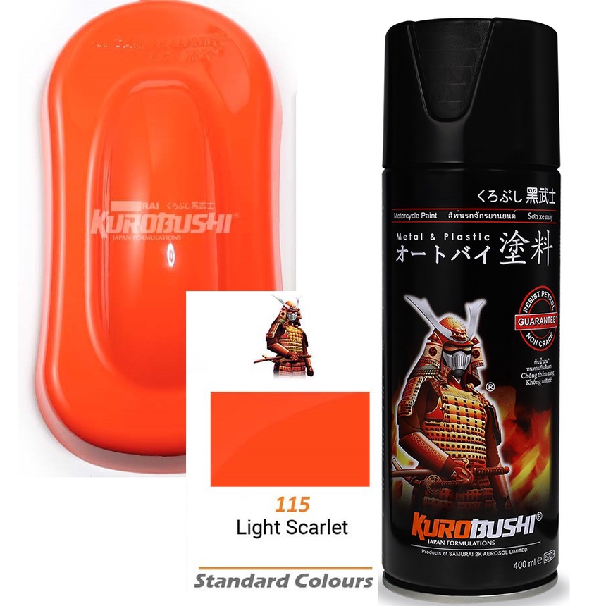 Standard Colours Samurai Paint Kurobushi Cat Semprot Pilox Pilok 115 LIGHT SCARLET / Orange Red (400ml)