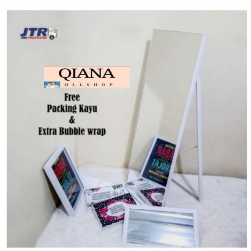 STANDING MIRROR CERMIN FULL BODY FRAMELESS BAGUS 124cm x 44cm