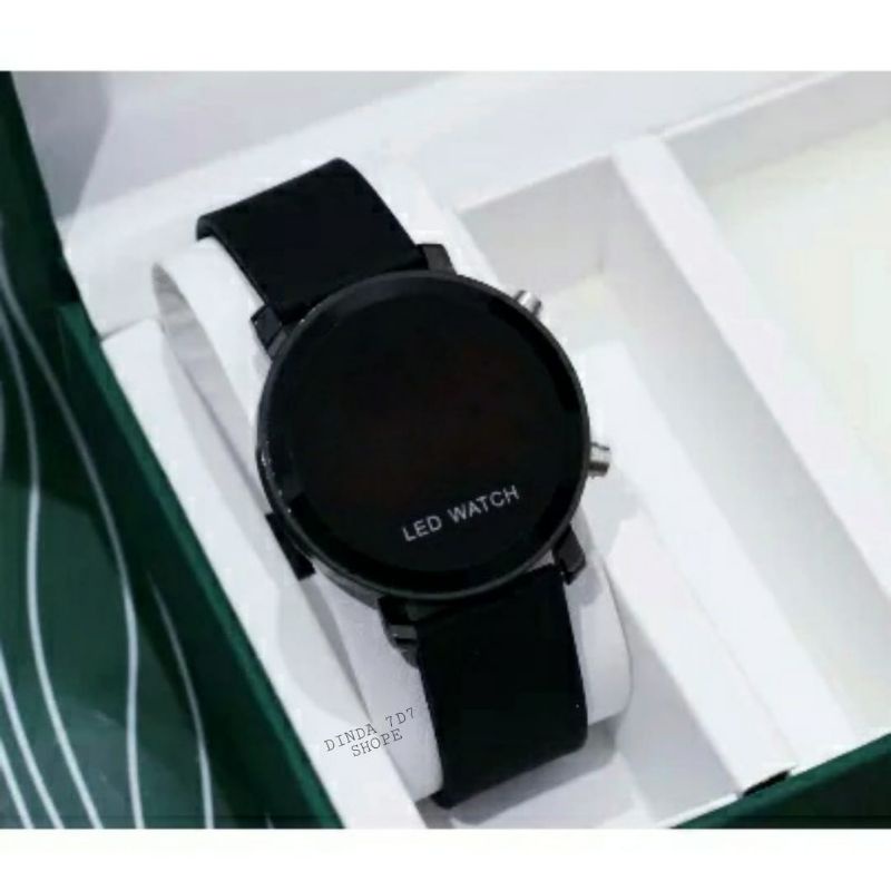 JAM LED RUBBER SILIKON BULAT & PETAK FASHION WANITA FULL BLACK JAM TANGAN WANITA ANTI AIR_JAM TANGAN