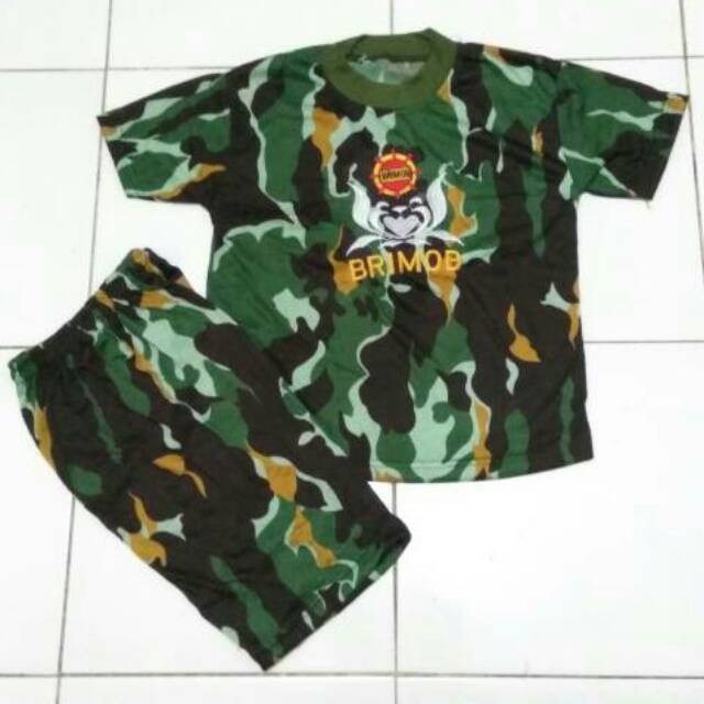 ARMOURMILITARY Kaos Setelan Anak Lengan Pendek Loreng Doreng Army