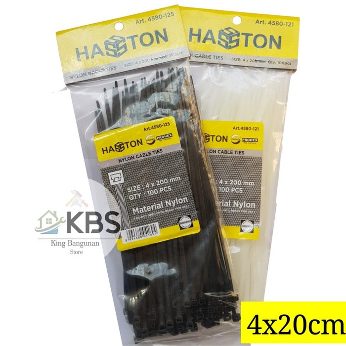 

Kabel Ties HASSTON PROHEX 4 x 200mm Nylon Cable Ties 4x200mm 4580-125
