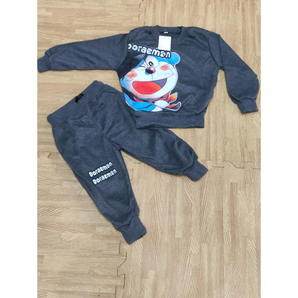 BAJU ANAK BAYI BALITA REMAJA TANGGUNG DORAEMON SETELAN JOGGER TRENING TRAINING OLAHRAGA1-10 thn