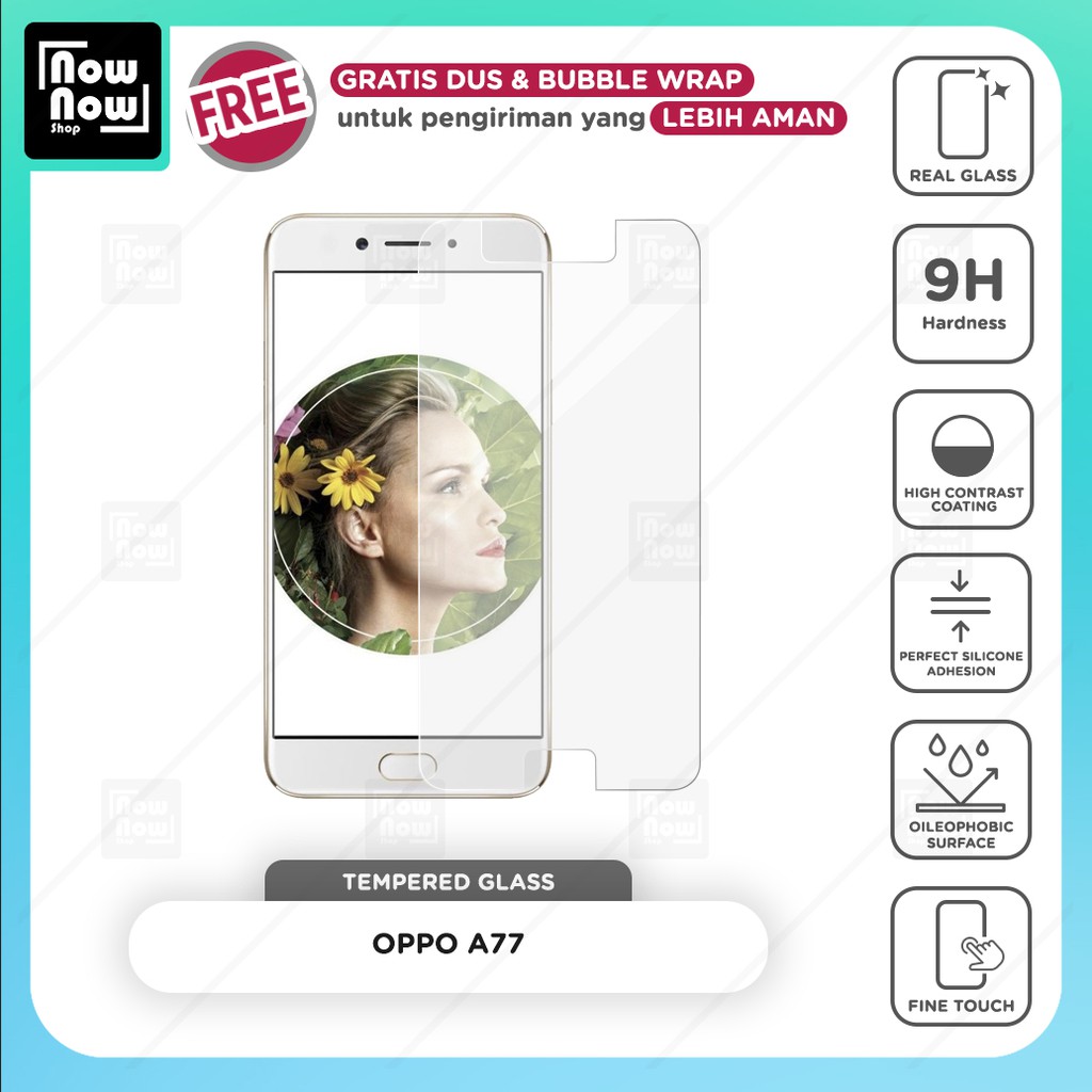 Tempered Glass Anti Gores Oppo A77 Screen Guard Protector 9H Kaca Temperglass