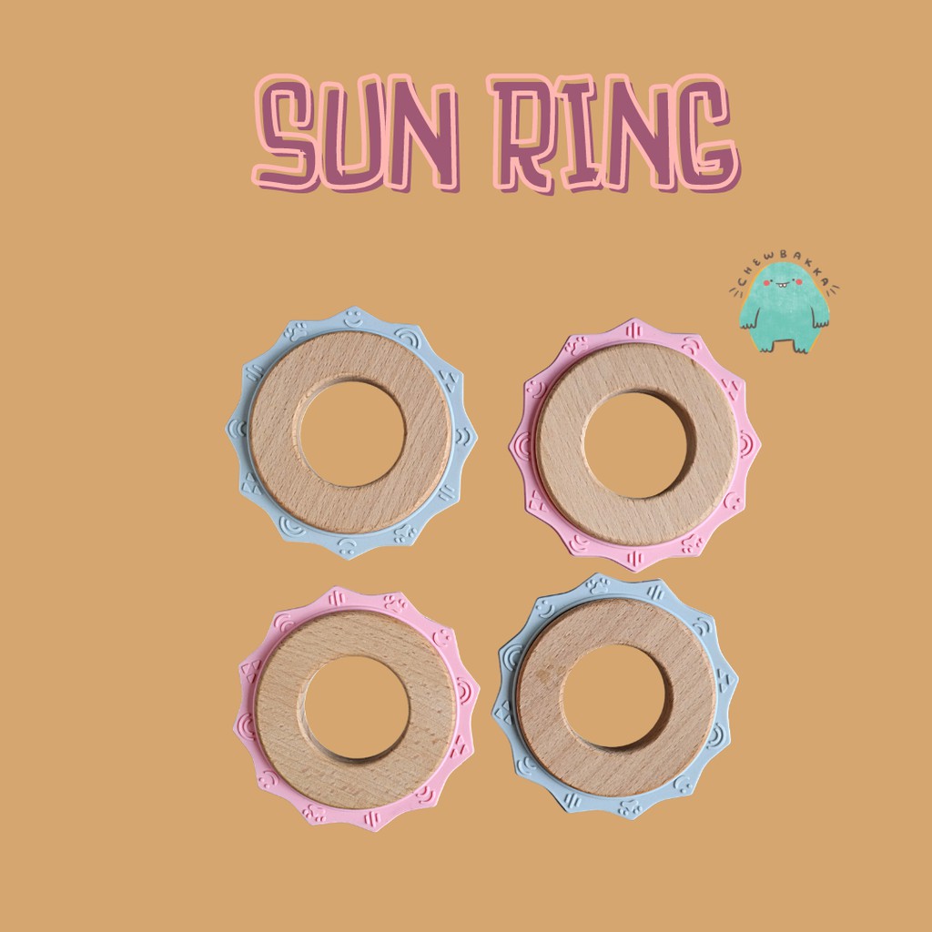 WOODEN - SILICONE BABY TEETHER SUN RING