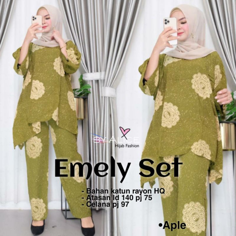 [size jumbo] emely set jumbo LD 140cm - setelan atasan waka dan celana kulot rayon viscose