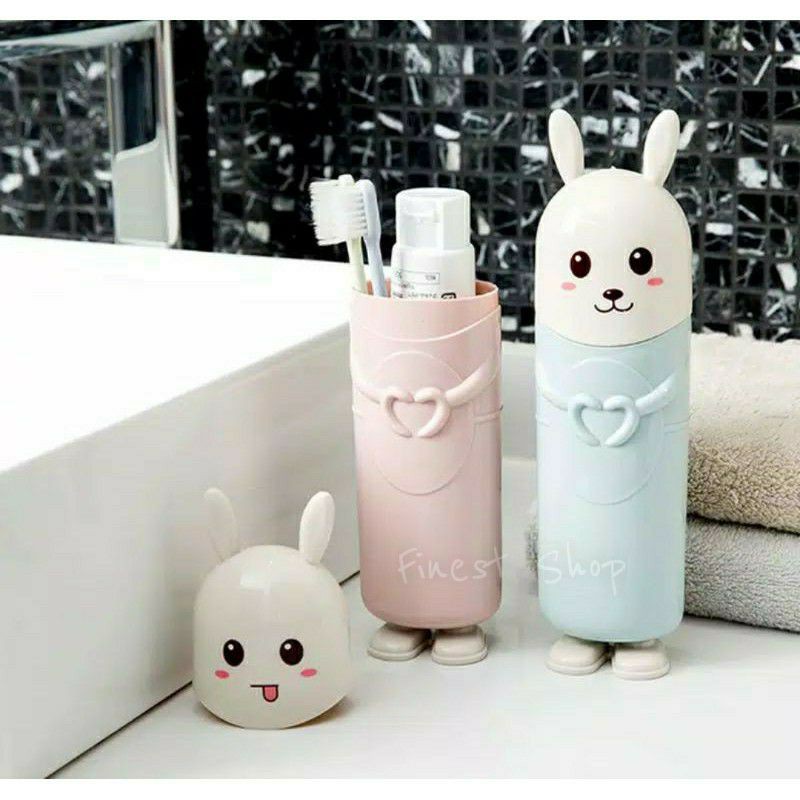 Tempat Sikat Gigi Odol Kelinci Kotak Penyimpanan Serbaguna Rabbit Bunny Pensil Alat Tulis Handuk