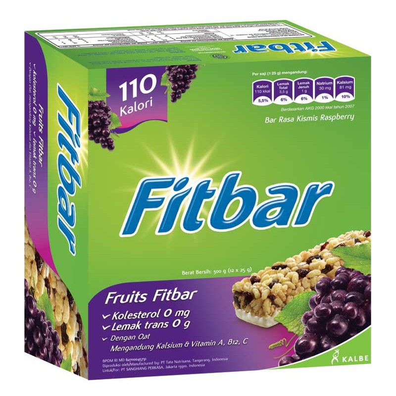 Fitbar Pack (12 pcs) Coklat, Fruit Rasberry, Nuts, Tiramisu