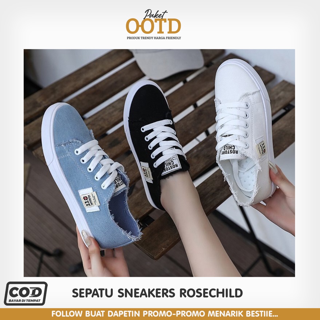 Sepatu Cewek Putih Rosechild Flat Korea Terbaru