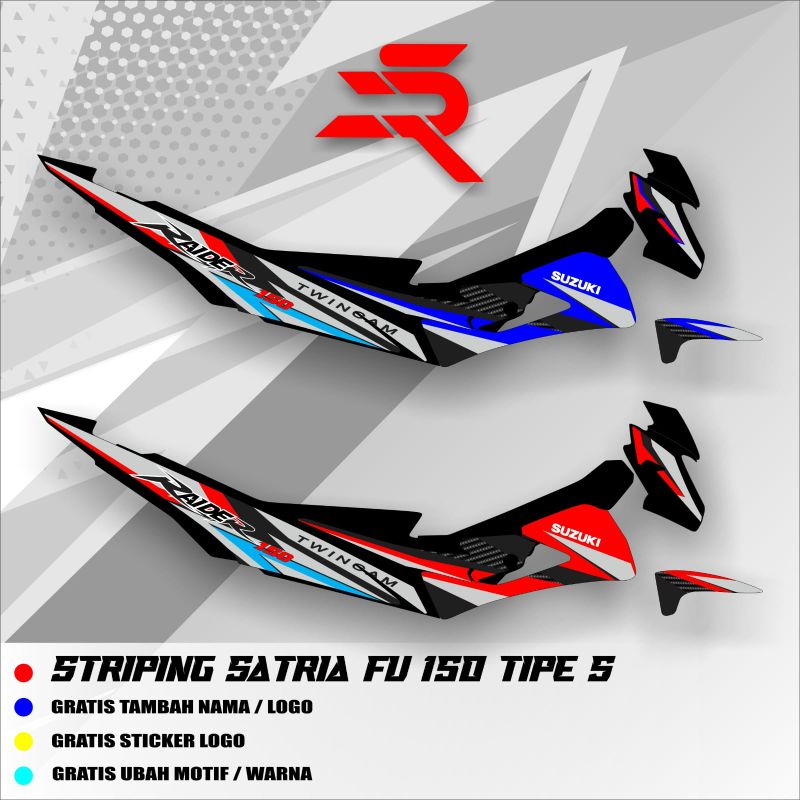 Striping Custome Satria Fu 150 FL Tipe Sayap S Design Suka-suka / Sticker Striping Variasi Satria F 