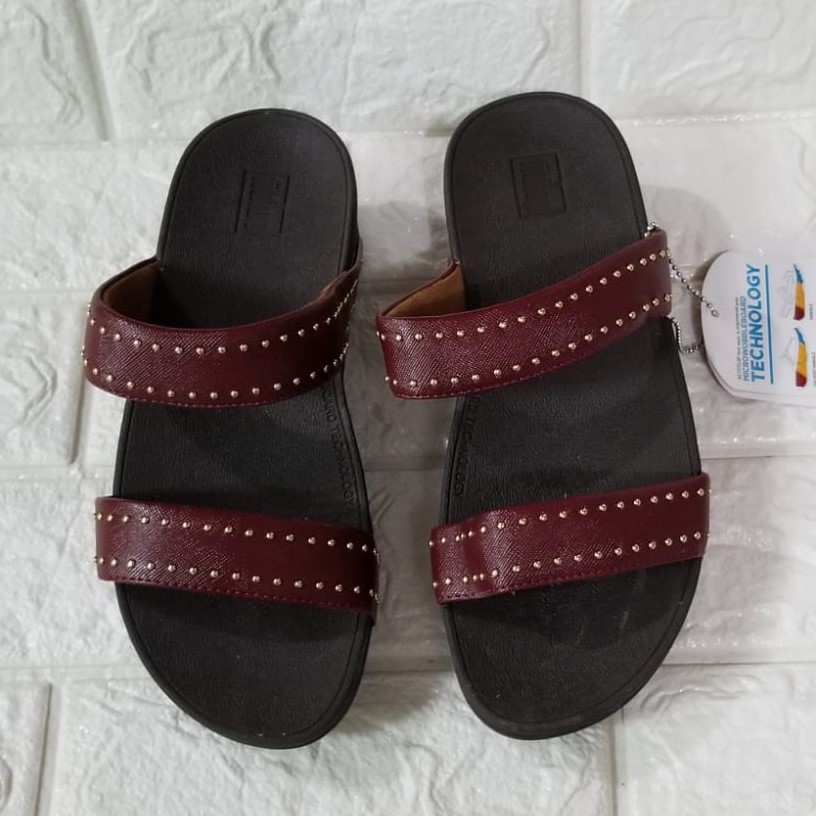 Sale! Sandal Slide Fitflop Leather Slide Kulit Sandal Original Import Wanita Perempuan