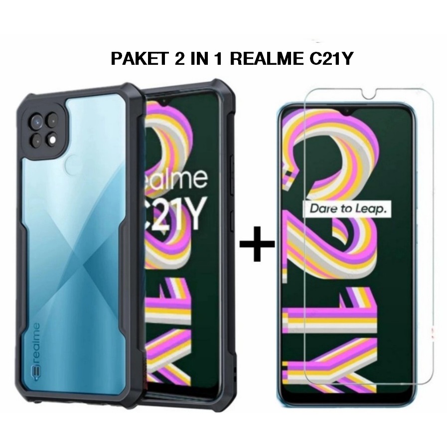 Case Realme C25Y C21Y + Tempered Glass Layar Softcase Casing Cover