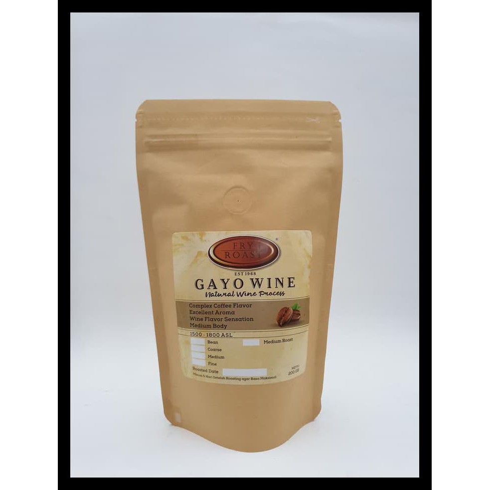 

Kopi Arabica Gayo Natural Wine Process 200 Gr Biji/Bubuk - Biji Termurah