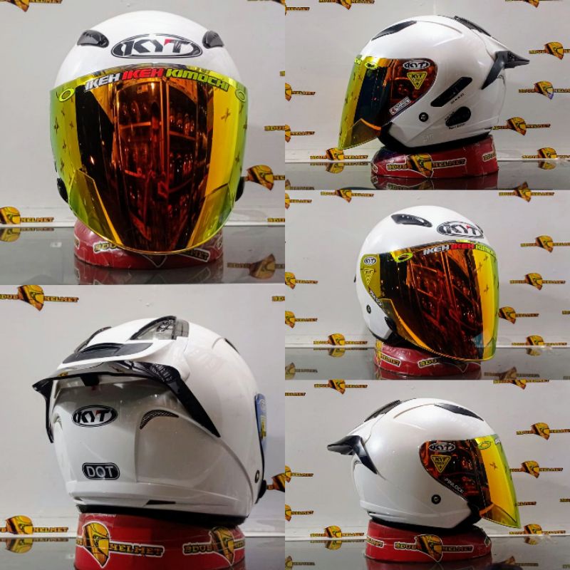 HELM KYT GALAXY FLAT R SOLID WHITE/PAKET GANTENG 100% ORIGINAL SNI-DOT-WHITE/ VENOM/ GOLD
