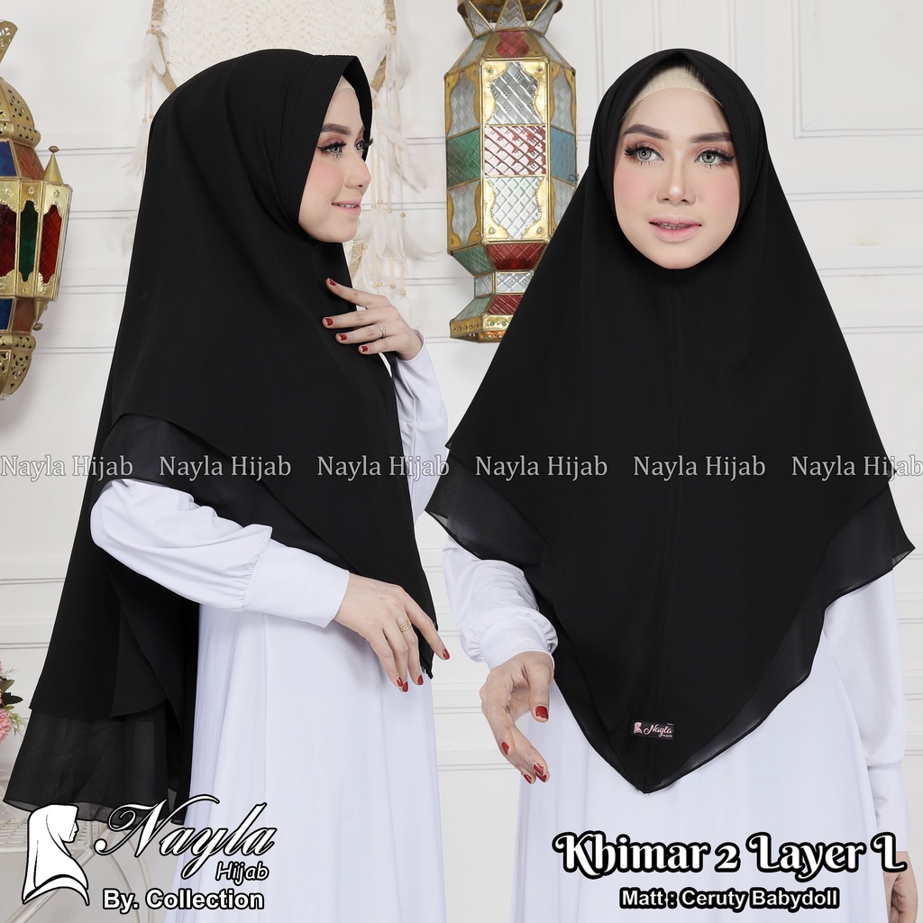 KHIMAR 2 LAYER SIZE L CERUTY BABYDOLL KERUDUNG CERUTY JUMBO ORIGINAL BY NAYLA HIJA'B