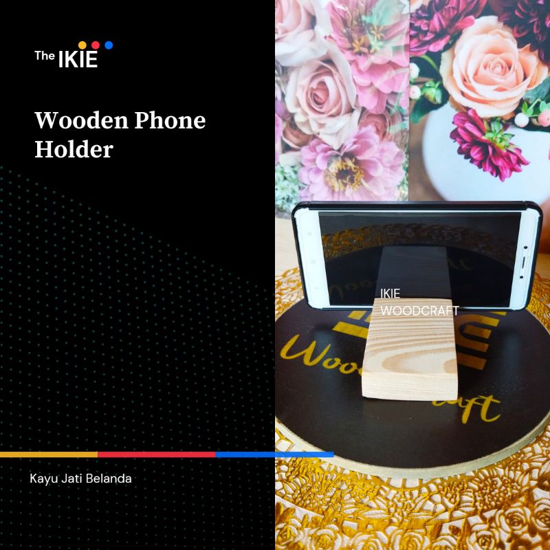 IKIE Stand dudukan hp / handphone / phone holder kayu