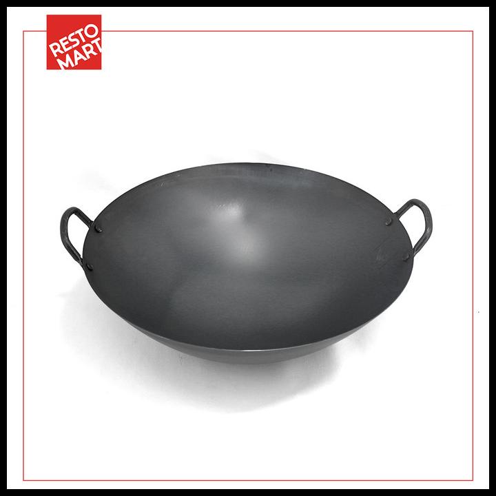 Wajan / Double Ear Wok 50Cm Restomart Black Steel Pre Season (2291084)