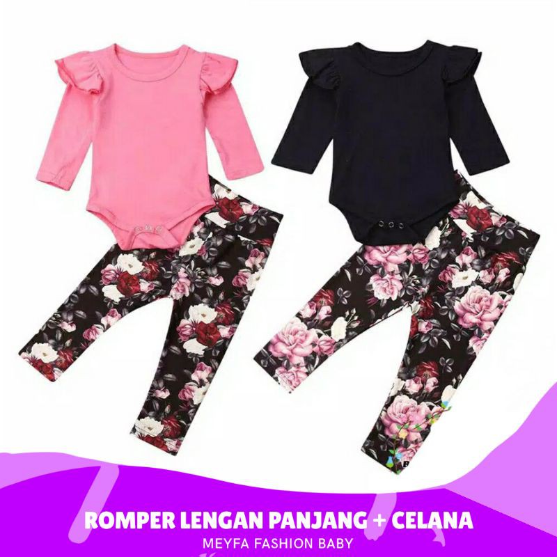 1 Set Romper Lengan Panjang + Celana Panjang