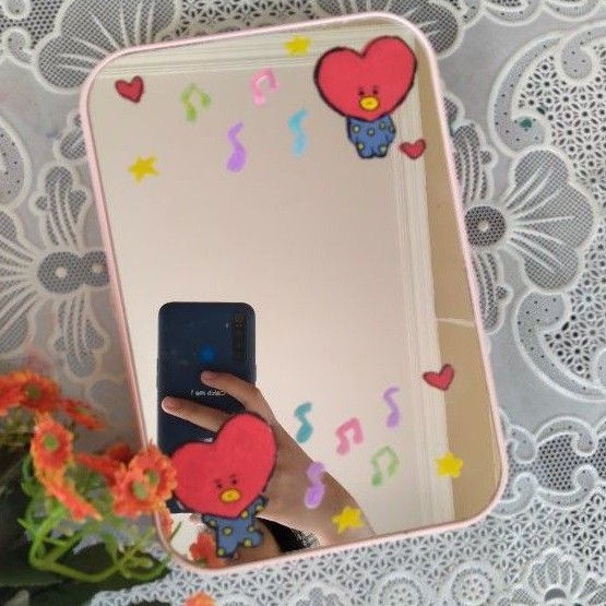 mirror painting cermin lukis painted mirror tata BT21