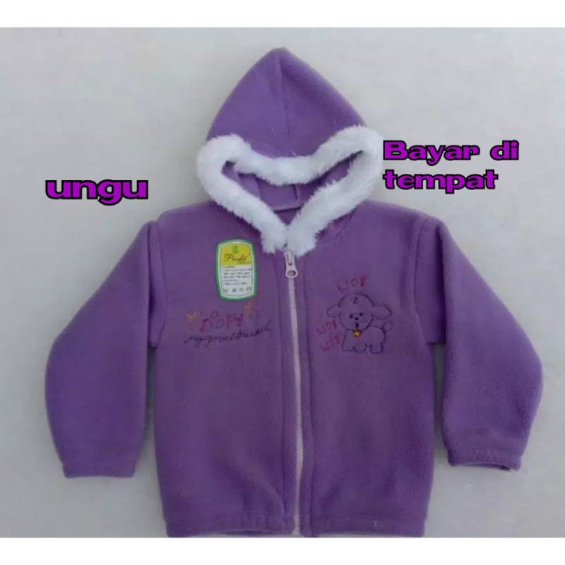 Jaket bayi lembut tebal bulu-Halus ungu
