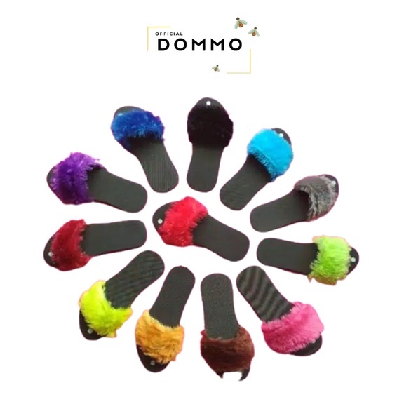 [LOKAL] DOMMO - D5109 Sandal Bulu Rasfur Wanita cantik