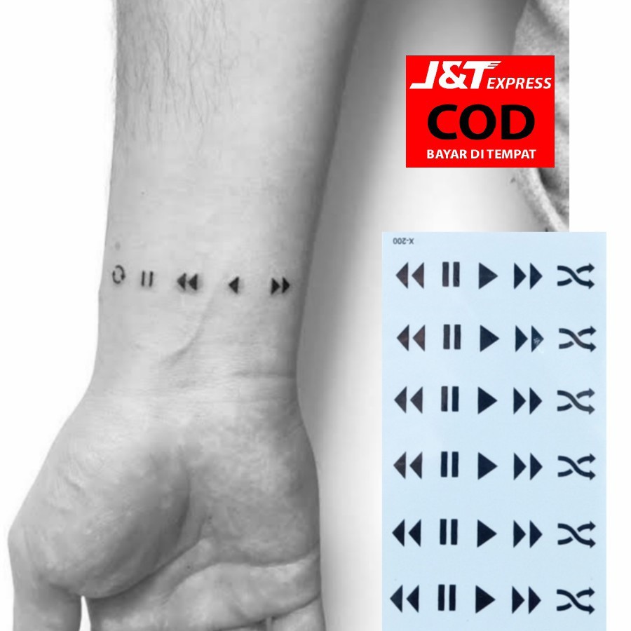 Bisa Cod Tato Temporer Temporary Tatoo Palsu Sticker Model Music Playlist Shopee Indonesia