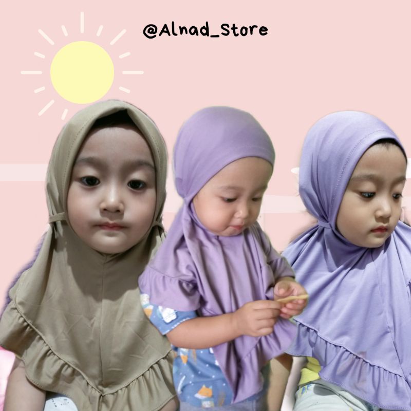Jilbab Bayi Lucu Rempel usia 0-3 tahun bahan Jersey
