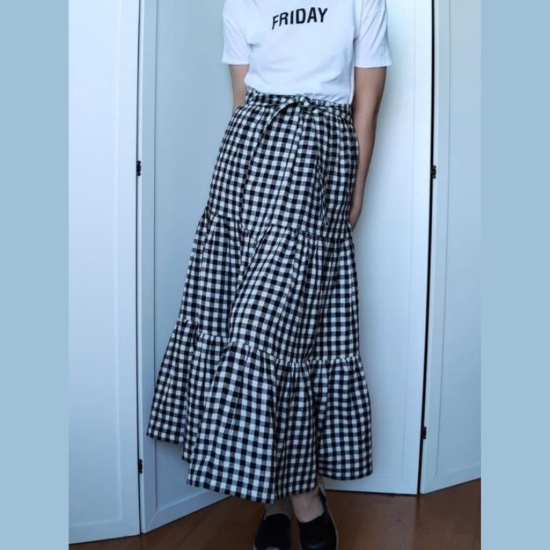 RUFFLE TARTAN SKIRT / ROK PANJANG