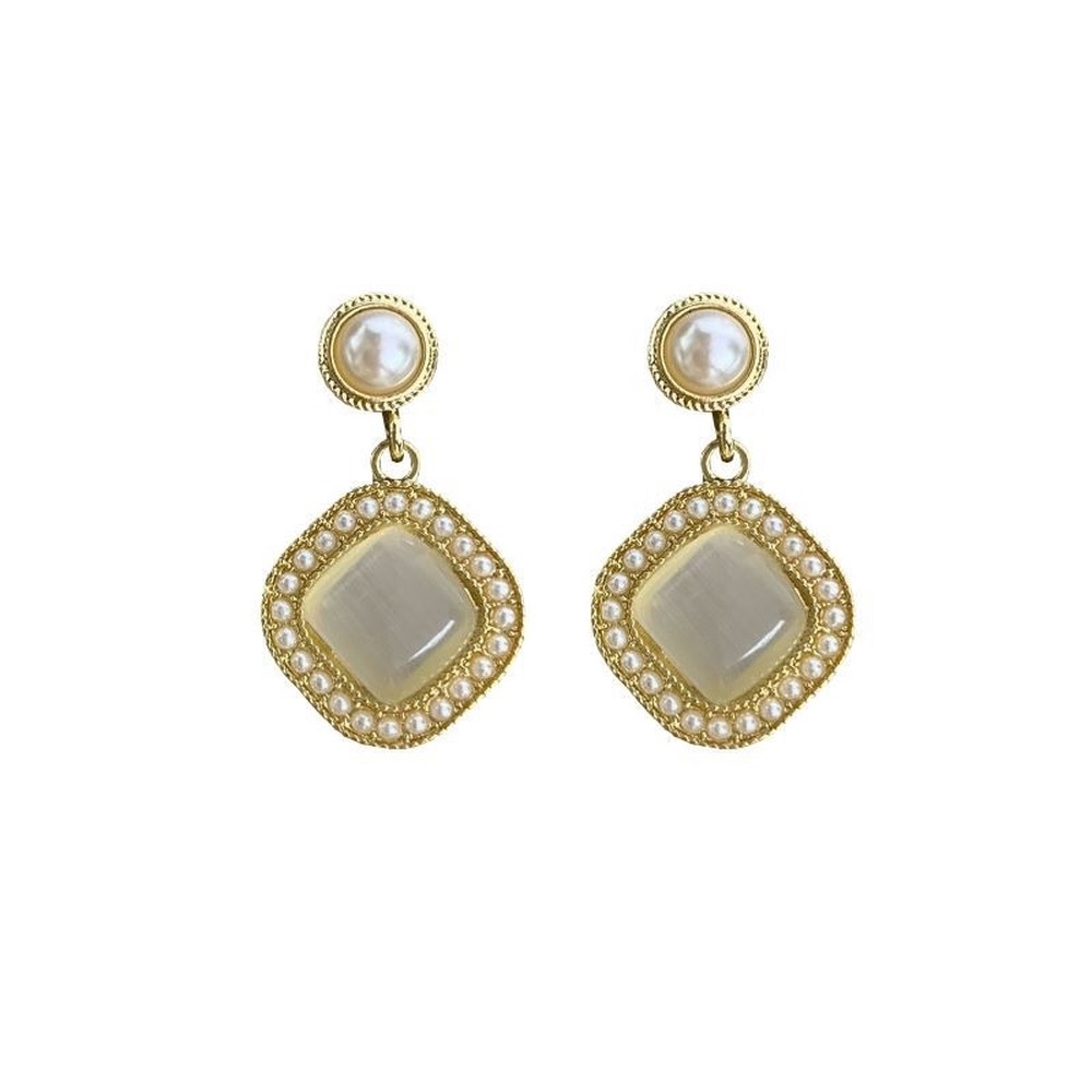 Anting Mutiara Opal Geometris