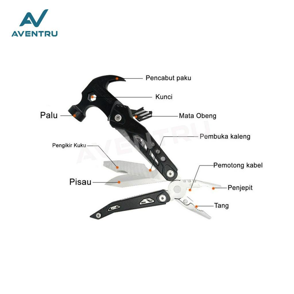 Palu Tang Pisau Lipat Pencongkel Multifungsi EDC Hammer Survival Tool