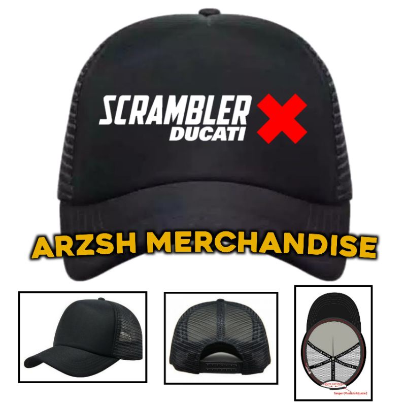 Topi Racing Scrambler Ducati Trucker - Topi Trucker Jaring Scrambler Ducati